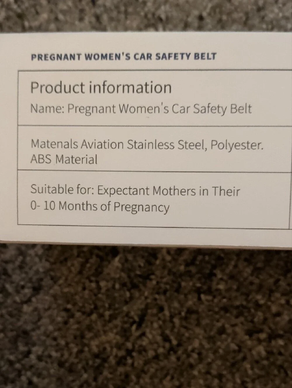Pregnant Women's Car Safety Belt - White NEW